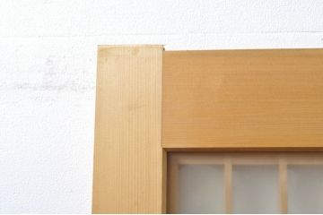 中古　和の雰囲気が魅力的な格子入りのガラス戸2枚セット(建具、引き戸、格子戸)(R-077439)