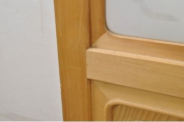 中古　和の雰囲気が魅力的な格子入りのガラス戸2枚セット(建具、引き戸、格子戸)(R-077439)
