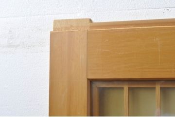中古　和の雰囲気が魅力的な格子入りのガラス戸2枚セット(建具、引き戸、格子戸)(R-077440)