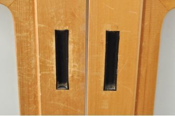 中古　和の雰囲気が魅力的な格子入りのガラス戸2枚セット(建具、引き戸、格子戸)(R-077440)