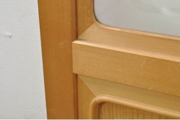 中古　和の雰囲気が魅力的な格子入りのガラス戸2枚セット(建具、引き戸、格子戸)(R-077440)