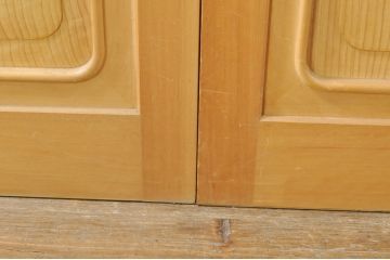 中古　和の雰囲気が魅力的な格子入りのガラス戸2枚セット(建具、引き戸、格子戸)(R-077440)