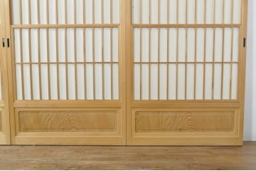 中古　和の空間づくりにおすすめの擦り上げ障子戸4枚セット(建具、擦上障子戸、雪見障子戸、引き戸)(R-077441)