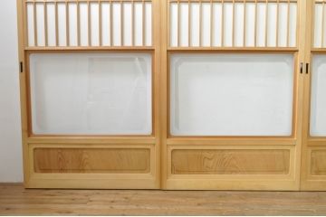 中古　和の空間づくりにおすすめの擦り上げ障子戸4枚セット(建具、擦上障子戸、雪見障子戸、引き戸)(R-077441)