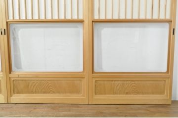 中古　和の空間づくりにおすすめの擦り上げ障子戸4枚セット(建具、擦上障子戸、雪見障子戸、引き戸)(R-077441)