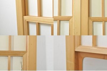 中古　和の空間づくりにおすすめの擦り上げ障子戸4枚セット(建具、擦上障子戸、雪見障子戸、引き戸)(R-077441)
