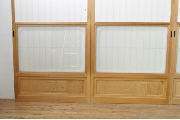 中古　和の空間づくりにおすすめの擦り上げ障子戸4枚セット(建具、擦上障子戸、雪見障子戸、引き戸)(R-077441)