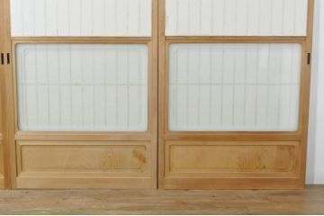 中古　和の空間づくりにおすすめの擦り上げ障子戸4枚セット(建具、擦上障子戸、雪見障子戸、引き戸)(R-077441)