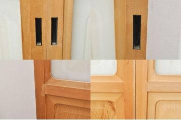 中古　和の空間づくりにおすすめの擦り上げ障子戸4枚セット(建具、擦上障子戸、雪見障子戸、引き戸)(R-077441)