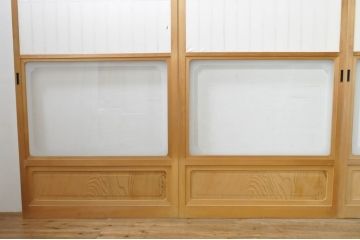中古　和の空間づくりにおすすめの擦り上げ障子戸4枚セット(建具、擦上障子戸、雪見障子戸、引き戸)(R-077441)