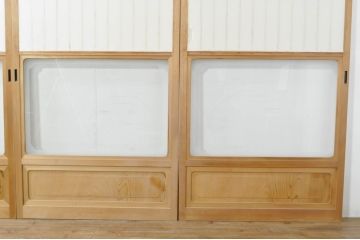 中古　和の空間づくりにおすすめの擦り上げ障子戸4枚セット(建具、擦上障子戸、雪見障子戸、引き戸)(R-077441)