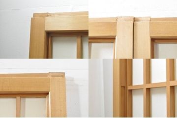 中古　和の空間づくりにおすすめの擦り上げ障子戸4枚セット(建具、擦上障子戸、雪見障子戸、引き戸)(R-077442)