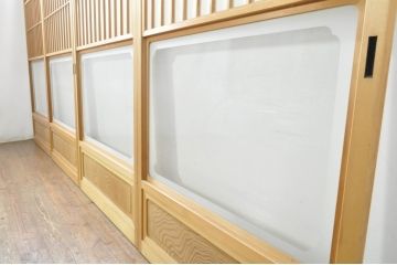中古　和の空間づくりにおすすめの擦り上げ障子戸4枚セット(建具、擦上障子戸、雪見障子戸、引き戸)(R-077442)