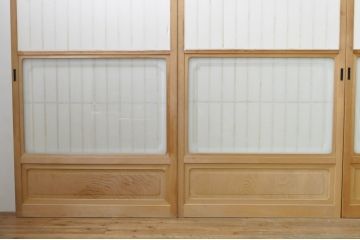 中古　和の空間づくりにおすすめの擦り上げ障子戸4枚セット(建具、擦上障子戸、雪見障子戸、引き戸)(R-077442)