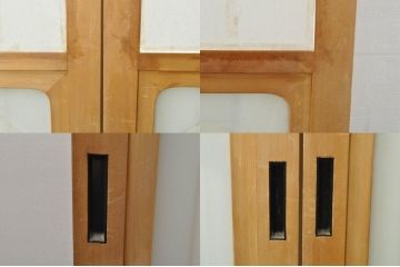 中古　和の空間づくりにおすすめの擦り上げ障子戸4枚セット(建具、擦上障子戸、雪見障子戸、引き戸)(R-077442)