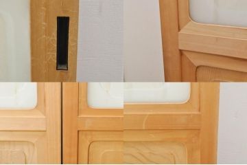中古　和の空間づくりにおすすめの擦り上げ障子戸4枚セット(建具、擦上障子戸、雪見障子戸、引き戸)(R-077442)