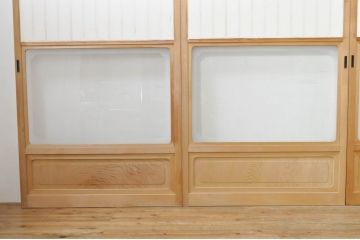 中古　和の空間づくりにおすすめの擦り上げ障子戸4枚セット(建具、擦上障子戸、雪見障子戸、引き戸)(R-077442)