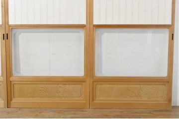 中古　和の空間づくりにおすすめの擦り上げ障子戸4枚セット(建具、擦上障子戸、雪見障子戸、引き戸)(R-077442)