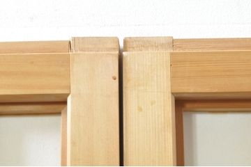 中古　和の空間づくりにおすすめの擦り上げ障子戸2枚セット(建具、擦上障子戸、雪見障子戸、引き戸)(R-077443)