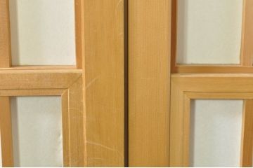 中古　和の空間づくりにおすすめの擦り上げ障子戸2枚セット(建具、擦上障子戸、雪見障子戸、引き戸)(R-077443)