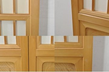 中古　和の空間づくりにおすすめの擦り上げ障子戸2枚セット(建具、擦上障子戸、雪見障子戸、引き戸)(R-077443)