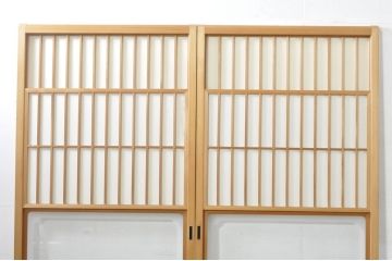中古　和の空間づくりにおすすめの擦り上げ障子戸2枚セット(建具、擦上障子戸、雪見障子戸、引き戸)(R-077443)
