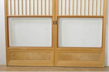 中古　和の空間づくりにおすすめの擦り上げ障子戸2枚セット(建具、擦上障子戸、雪見障子戸、引き戸)(R-077443)
