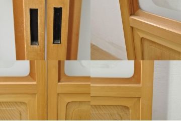 中古　和の空間づくりにおすすめの擦り上げ障子戸2枚セット(建具、擦上障子戸、雪見障子戸、引き戸)(R-077443)