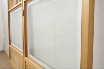中古　和の空間づくりにおすすめの擦り上げ障子戸2枚セット(建具、擦上障子戸、雪見障子戸、引き戸)(R-077443)