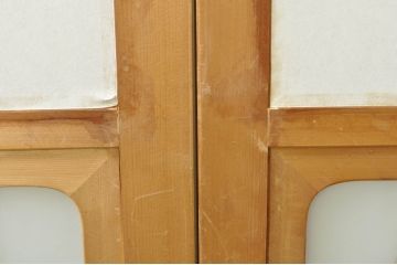 中古　和の空間づくりにおすすめの擦り上げ障子戸2枚セット(建具、擦上障子戸、雪見障子戸、引き戸)(R-077443)
