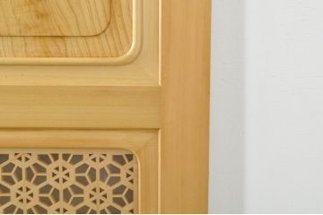 中古　落ち着いた和の空間を演出する組子入りガラス帯戸4枚セット(建具、引き戸、板戸)(R-077444)
