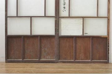 アンティーク建具　大正ロマンな雰囲気を盛り上げるガラス戸2枚セット(引き戸)(R-077445)