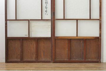 アンティーク建具　大正ロマンな雰囲気を盛り上げるガラス戸2枚セット(引き戸)(R-077445)