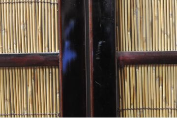 アンティーク建具　漆塗りの枠　透かし彫り入り　涼しげな和の空間を演出する夏戸4枚セット(引き戸、簾戸、簀戸、葭戸、夏障子、御簾戸、すど)(R-077446)