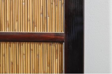 アンティーク建具　漆塗りの枠　透かし彫り入り　涼しげな和の空間を演出する夏戸4枚セット(引き戸、簾戸、簀戸、葭戸、夏障子、御簾戸、すど)(R-077446)