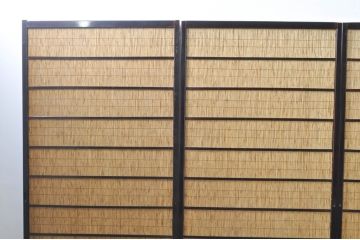 アンティーク建具　漆塗りの枠　透かし彫り入り　涼しげな和の空間を演出する夏戸4枚セット(引き戸、簾戸、簀戸、葭戸、夏障子、御簾戸、すど)(R-077446)