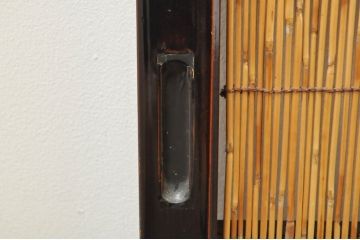 アンティーク建具　漆塗りの枠　透かし彫り入り　涼しげな和の空間を演出する夏戸4枚セット(引き戸、簾戸、簀戸、葭戸、夏障子、御簾戸、すど)(R-077446)