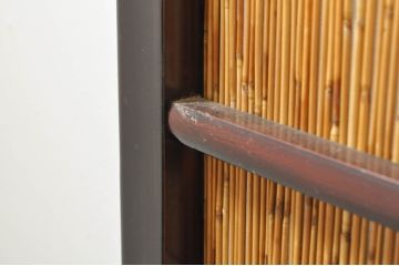 アンティーク建具　漆塗りの枠　透かし彫り入り　涼しげな和の空間を演出する夏戸4枚セット(引き戸、簾戸、簀戸、葭戸、夏障子、御簾戸、すど)(R-077447)