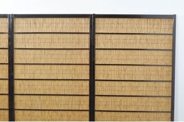 アンティーク建具　漆塗りの枠　透かし彫り入り　涼しげな和の空間を演出する夏戸4枚セット(引き戸、簾戸、簀戸、葭戸、夏障子、御簾戸、すど)(R-077447)