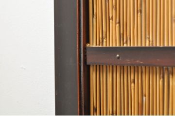 アンティーク建具　漆塗りの枠　透かし彫り入り　涼しげな和の空間を演出する夏戸4枚セット(引き戸、簾戸、簀戸、葭戸、夏障子、御簾戸、すど)(R-077447)