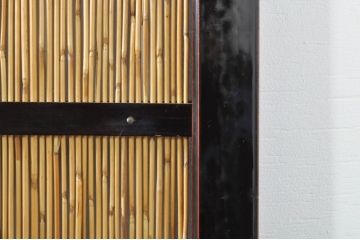 アンティーク建具　漆塗りの枠　透かし彫り入り　涼しげな和の空間を演出する夏戸4枚セット(引き戸、簾戸、簀戸、葭戸、夏障子、御簾戸、すど)(R-077447)