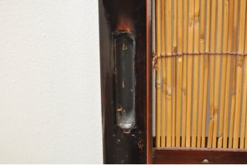 アンティーク建具　漆塗りの枠　透かし彫り入り　涼しげな和の空間を演出する夏戸4枚セット(引き戸、簾戸、簀戸、葭戸、夏障子、御簾戸、すど)(R-077447)