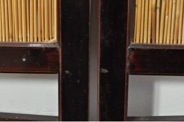 アンティーク建具　漆塗りの枠　透かし彫り入り　涼しげな和の空間を演出する夏戸4枚セット(引き戸、簾戸、簀戸、葭戸、夏障子、御簾戸、すど)(R-077447)