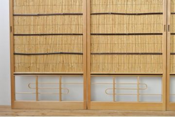 ビンテージ建具　つづれガラス　涼しげな和の空間を演出する幅狭夏戸4枚セット(引き戸、簾戸、簀戸、葭戸、すど、夏障子、ヴィンテージ)(R-077448)