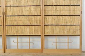 ビンテージ建具　つづれガラス　涼しげな和の空間を演出する幅狭夏戸4枚セット(引き戸、簾戸、簀戸、葭戸、すど、夏障子、ヴィンテージ)(R-077448)