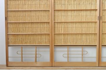 ビンテージ建具　つづれガラス　涼しげな和の空間を演出する幅狭夏戸4枚セット(引き戸、簾戸、簀戸、葭戸、すど、夏障子、ヴィンテージ)(R-077448)