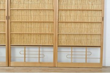 ビンテージ建具　つづれガラス　涼しげな和の空間を演出する幅狭夏戸4枚セット(引き戸、簾戸、簀戸、葭戸、すど、夏障子、ヴィンテージ)(R-077448)