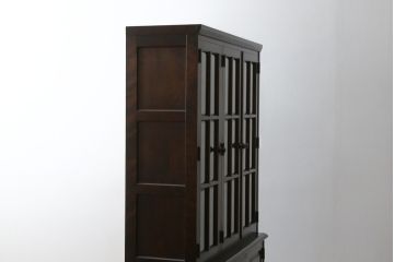 中古　北海道民芸家具　OM118　美しい木肌とシックな佇まいが魅力的なブックケース(食器棚、飾り棚、収納棚、戸棚)(R-077466)