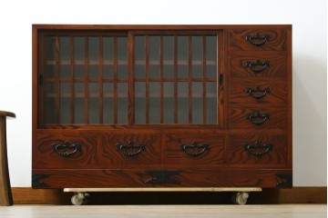 中古　美品　岩谷堂箪笥　力強い木目が魅力のサイドボード　(R-077469)