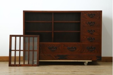 中古　美品　岩谷堂箪笥　力強い木目が魅力のサイドボード　(R-077469)